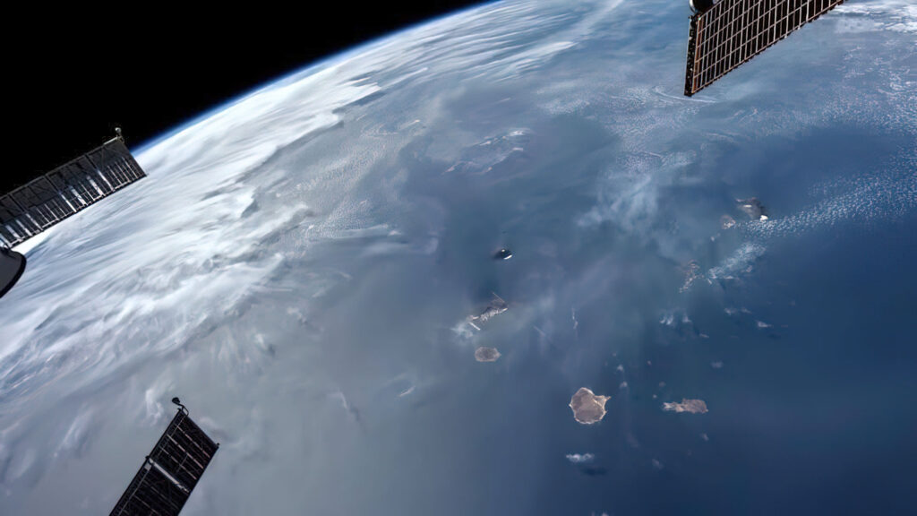 Cabo Verde fotografado da Estação Espacial Internacional